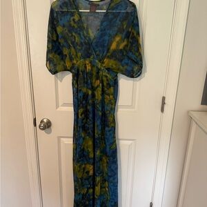 Fire Los Angeles Blue and Yellow Maxi Dress